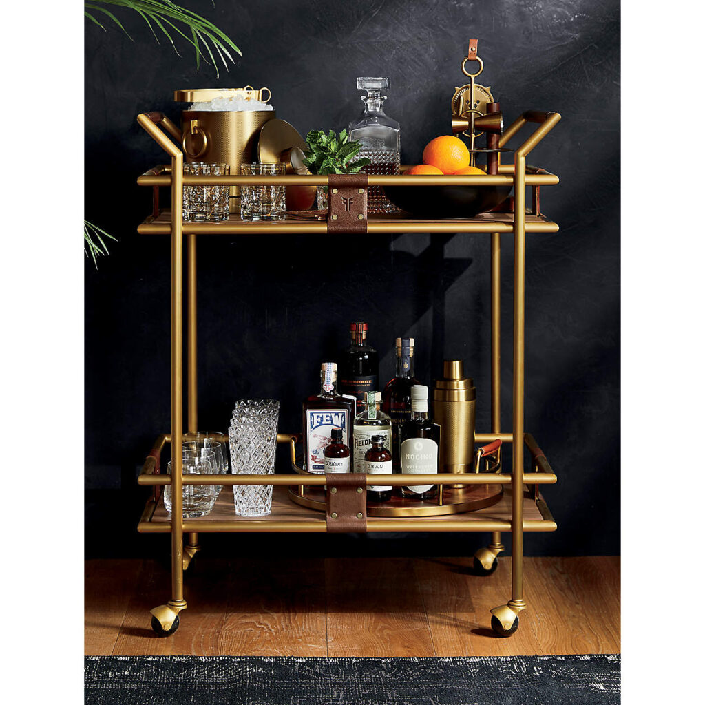 gold color bar cart - 20 decor ideas to make your apartment look expensive