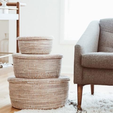 tiered woven storage baskets - 20 decor ideas to make your apartment look expensive