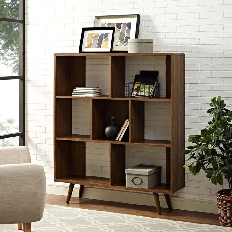 brown bookshelf - first apartment essentials