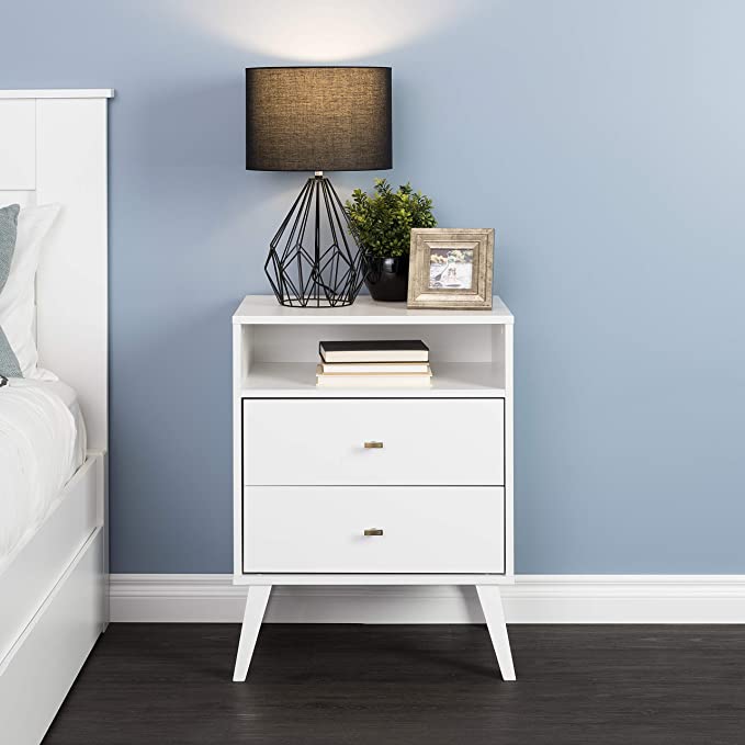 white nightstand - first apartment essentials